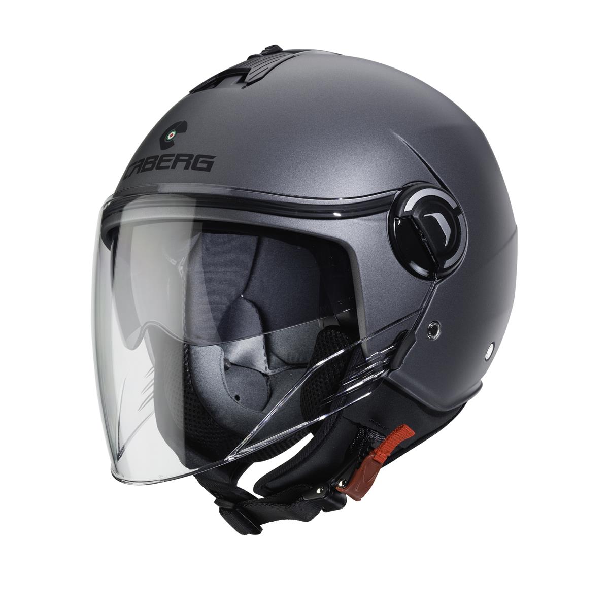 CABERG KASK OTWARTY JET Z BLENDĄ MODEL RIVIERA V4X SOLID KOLOR SZARY MAT - GUNMETAL