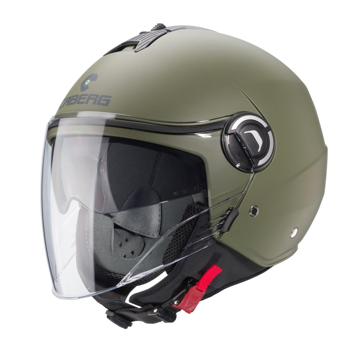 CABERG KASK OTWARTY JET Z BLENDĄ MODEL RIVIERA V4X SOLID KOLOR ZIELONY MAT - MILITARY GREEN