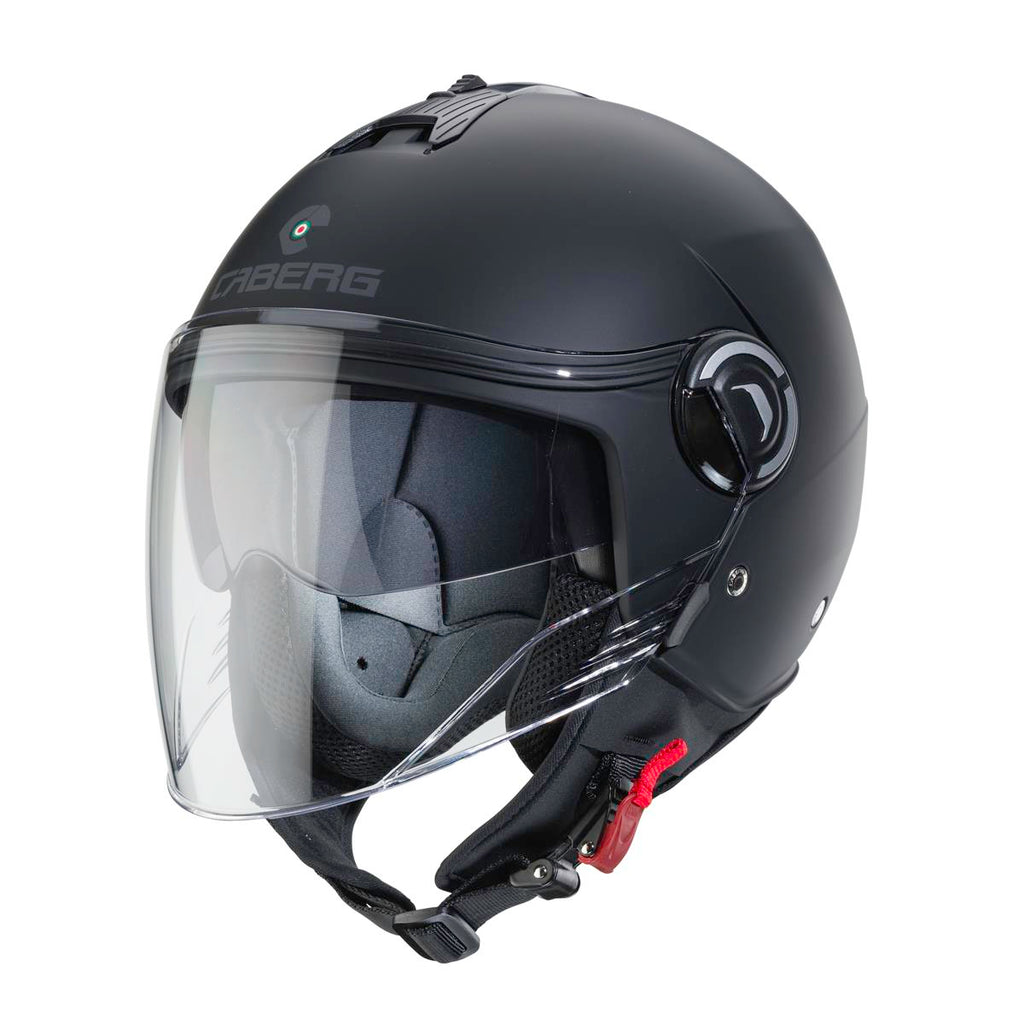 CABERG KASK OTWARTY JET Z BLENDĄ MODEL RIVIERA V4X SOLID KOLOR CZARNY MAT