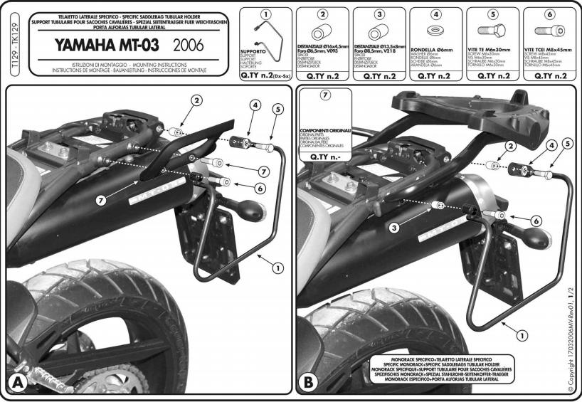 KAPPA STELAŻ POD TORBY (SAKWY) BOCZNE YAMAHA MT 03 600 (06-14) – zdjęcie 2