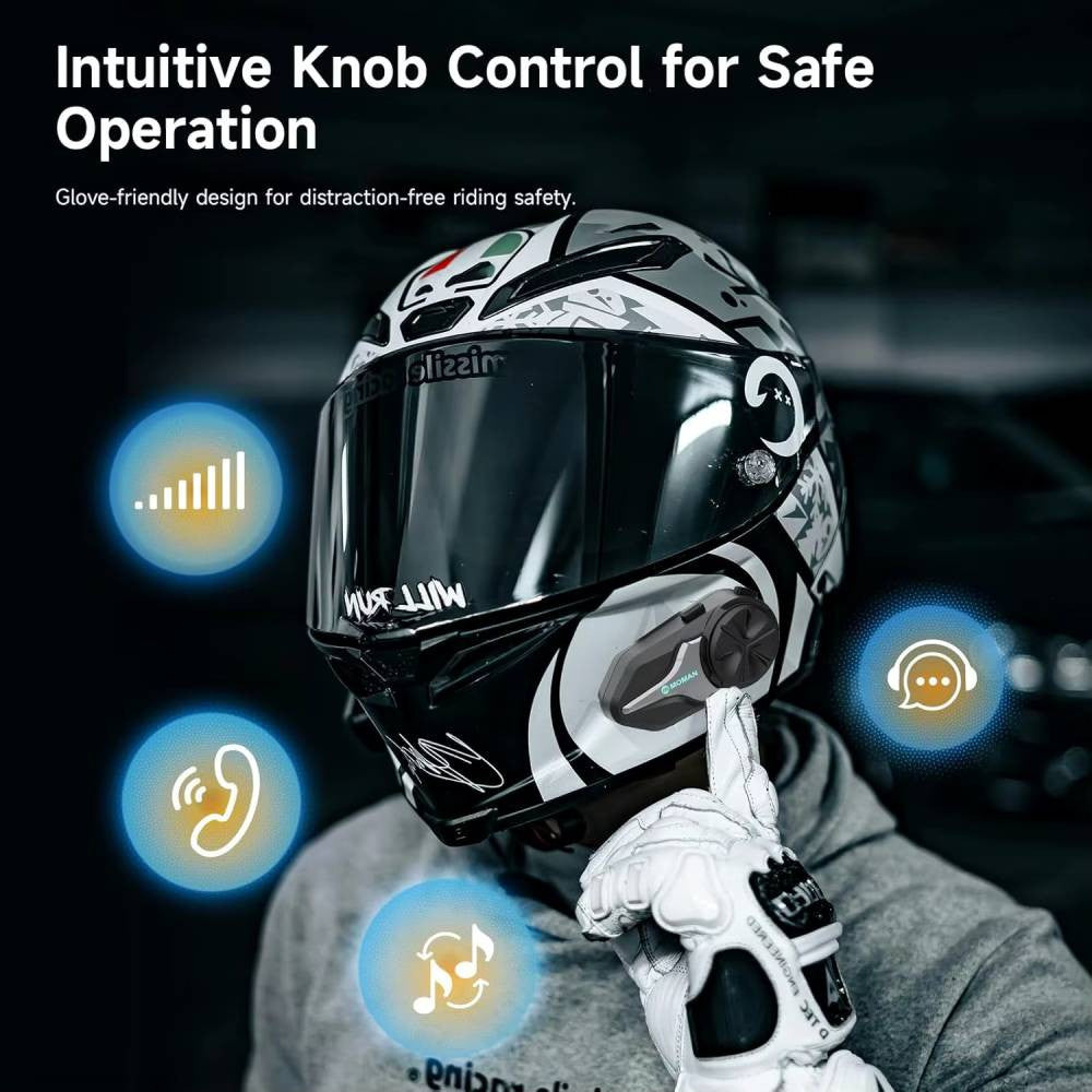 Interkom motocyklowy MOMAN CP-X komunikator, bateria 1000mAh, zasięg 2000m MESH