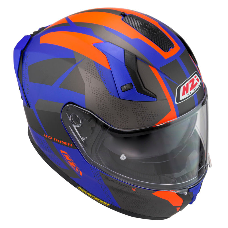 KASK MOTOCYKLOWY NZI GO RIDER STREAM DUO TRIDENT BLUE ANTRACITE ORANGE MATT XS