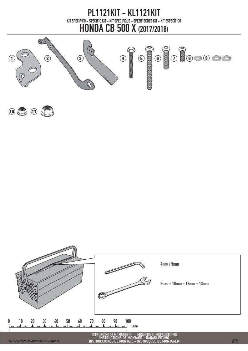 KAPPA ADAPTER DO ZAMONTOWANIA STELAŻA BOCZNEGO KL1121, KLX1121 HONDA CB 500X W ROCZNIKACH (17-18)