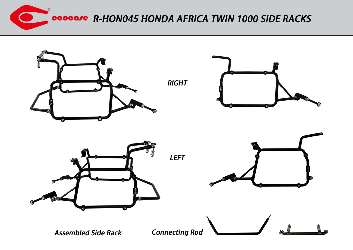 ZESTAW STELAŻY KUFER CENTRALNY + BOCZNE COOCASE HONDA AFRICA TWIN 1000 2016-2017 PRAWY KUFER ASYMETRYCZNY – zdjęcie 5