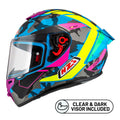 KASK MOTOCYKLOWY NZI TRENDY STREAM CAMU BLUE NEON PINK BLUE S MATT XS