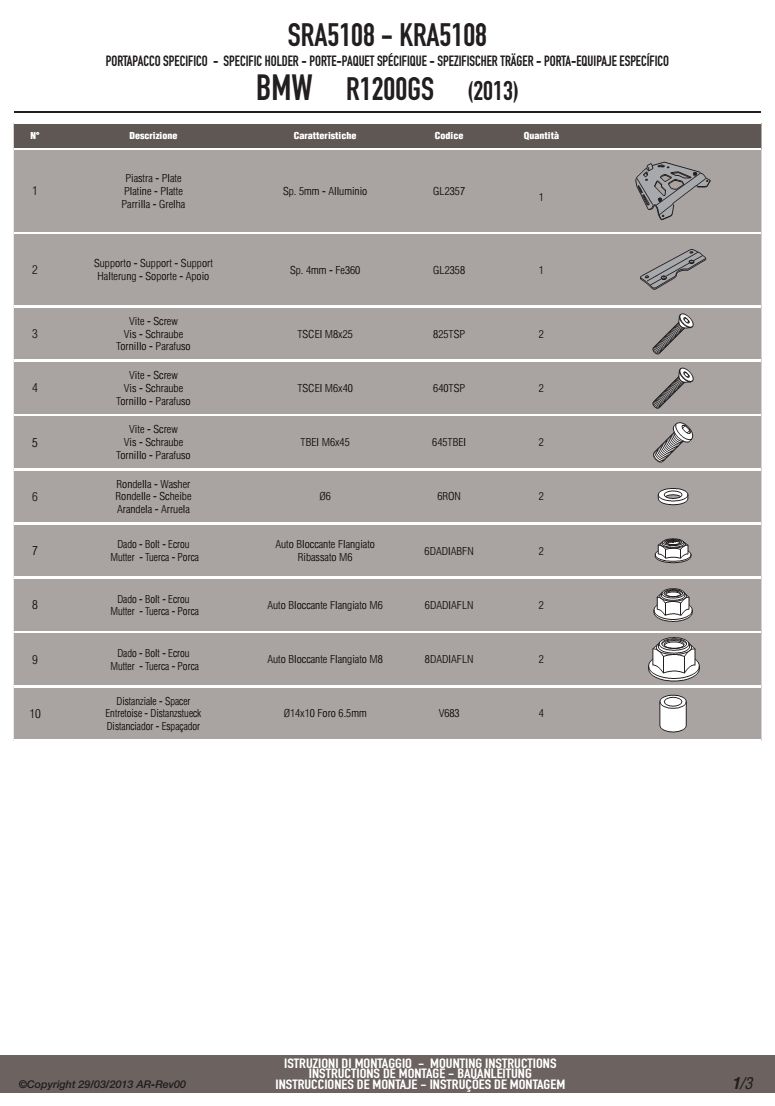 KAPPA STELAŻ KUFRA CENTRALNEGO BMW R 1200GS (13-18), R 1250GS (19-23) ALUMINIOWY MONOKEY – zdjęcie 2