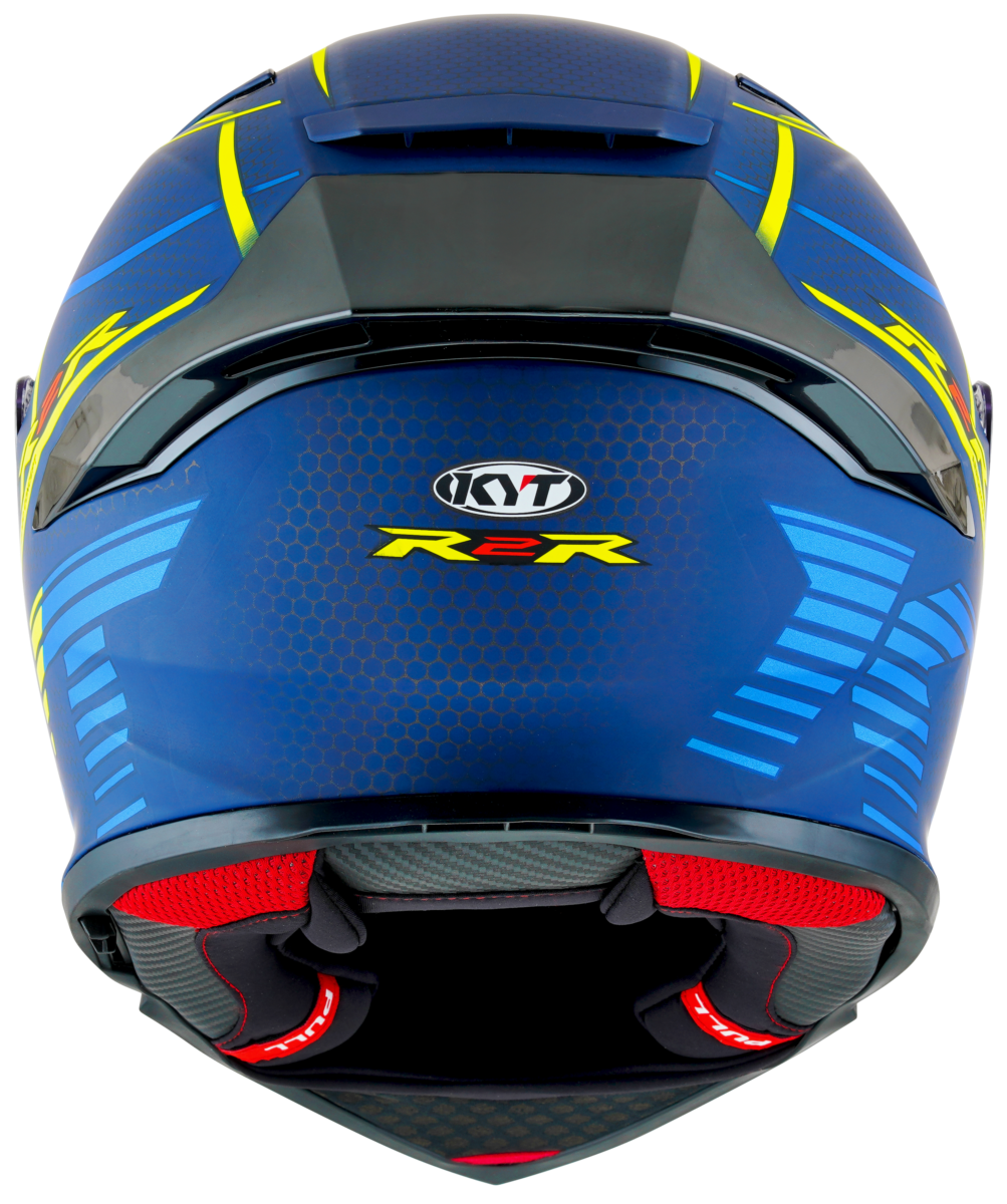 Kask Motocyklowy KYT R2R CONCEPT matowy niebieski/żółty ECE/ONU 22-06 – zdjęcie 6