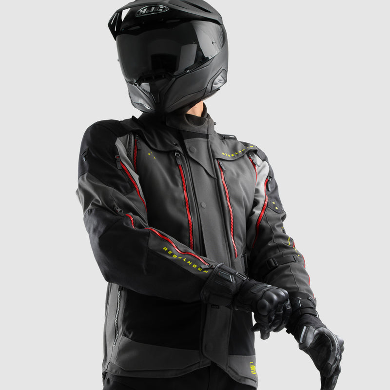 KURTKA MOTOCYKLOWA TEKSTYLNA REBELHORN HARDY 3.0 DARK GREY BLACK FLUO YELLOW