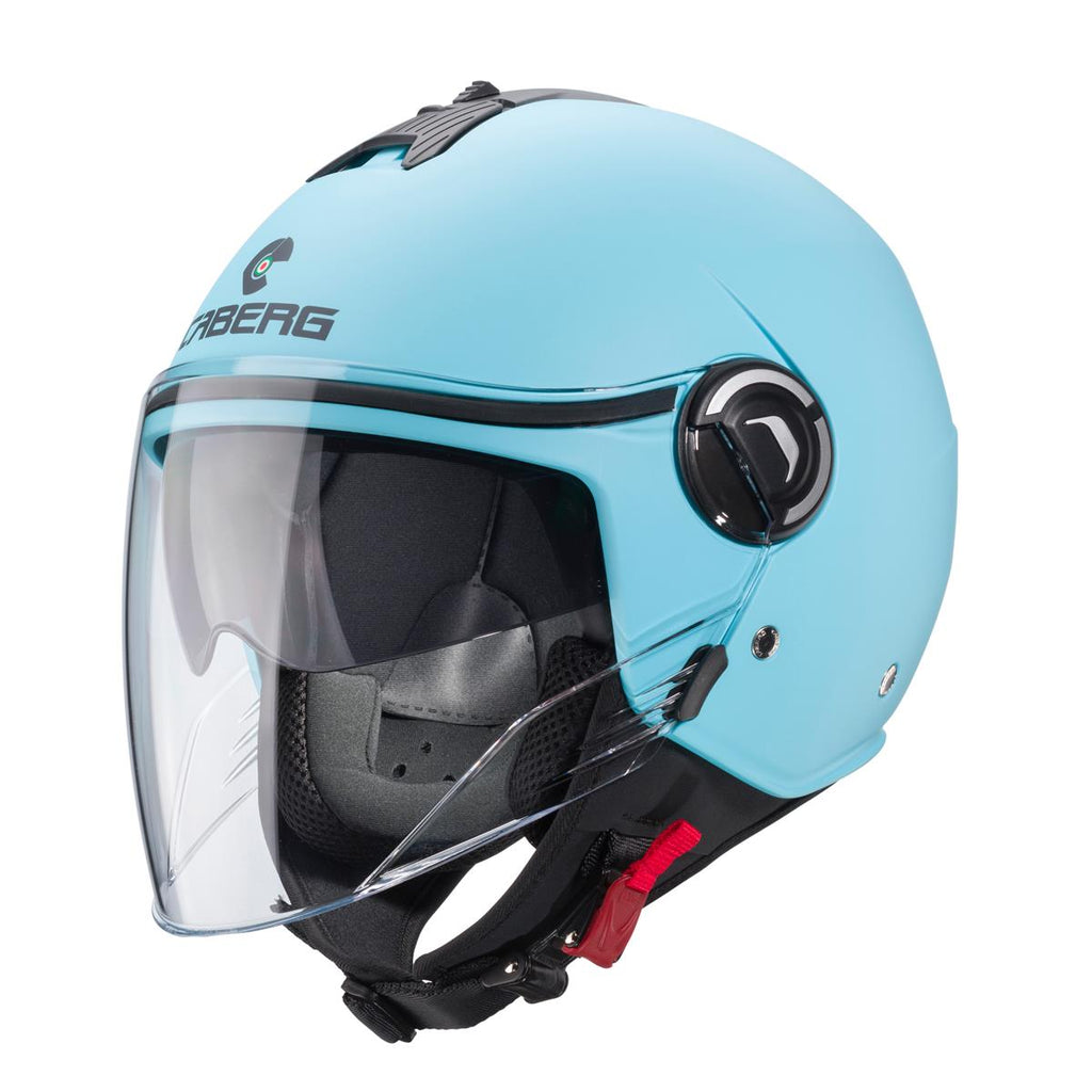 CABERG KASK OTWARTY JET Z BLENDĄ MODEL RIVIERA V4X SOLID KOLOR JASNY NIEBIESKI MAT