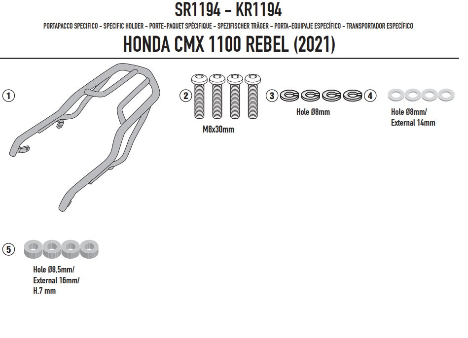 GIVI STELAŻ KUFRA CENTRALNEGO BEZ PŁYTY - HONDA CMX 1100 REBEL (21 > 22)