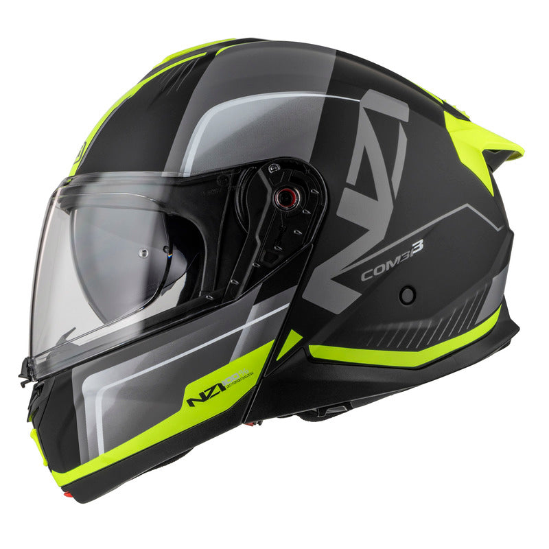 KASK MOTOCYKLOWY NZI COMBI 3 DUO ORBE BLACK ANTRACITE YELLOW MATT XS