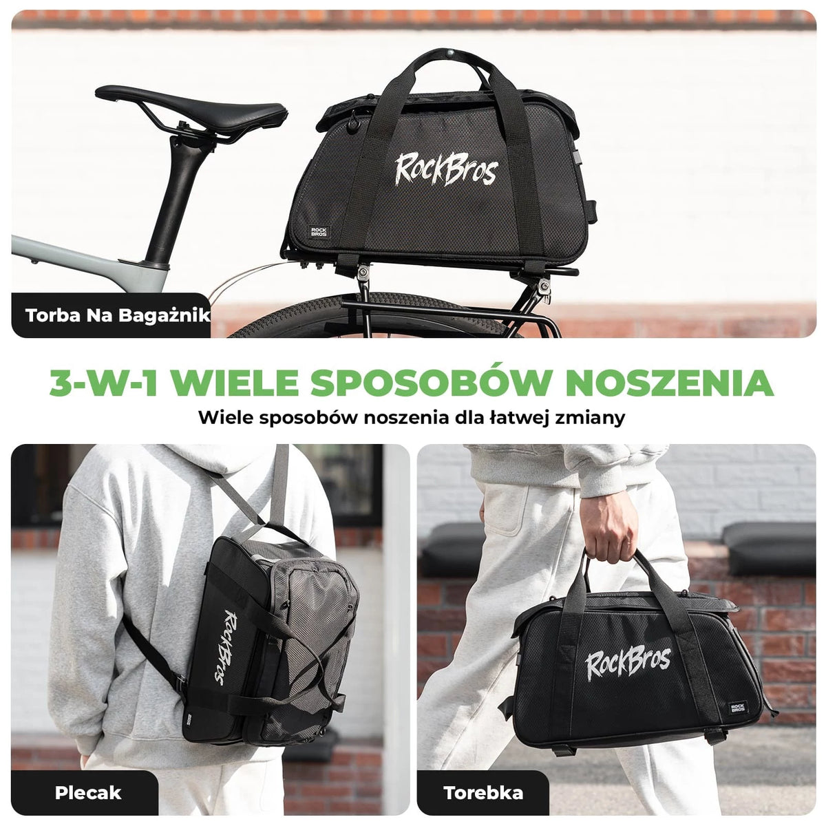 Torba na bagażnik rowerowy Rockbros A41 10,5 l plecak na ramię wodoodporna
