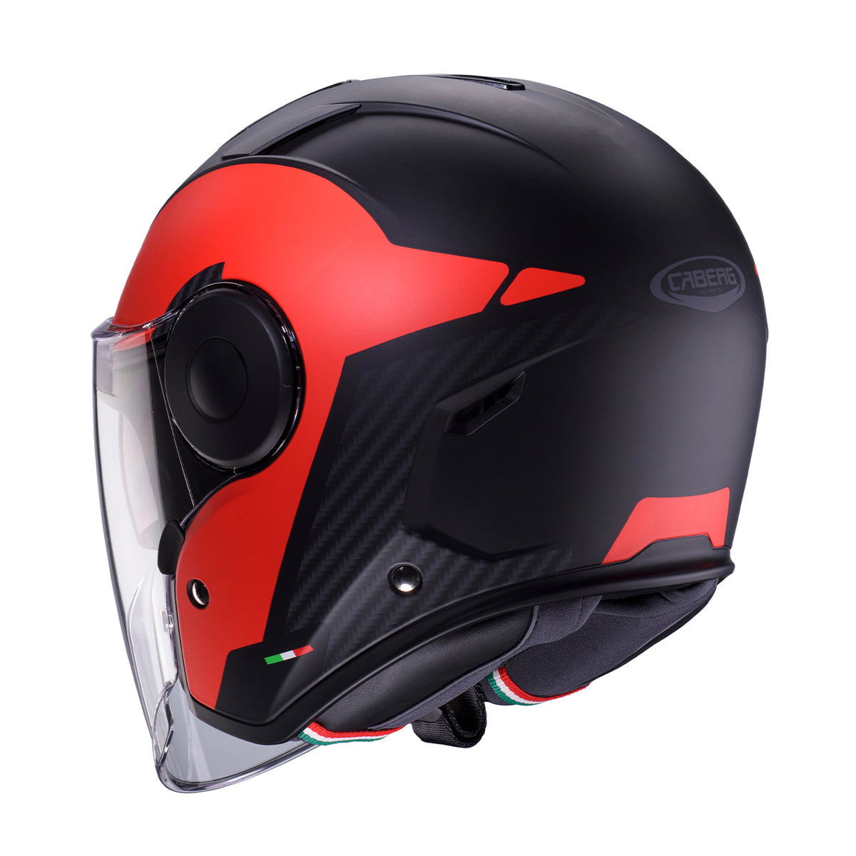 CABERG KASK OTWARTY JET Z BLENDĄ MODEL SOHO MILANO KOLOR CZERWONY/CZARNY MAT – zdjęcie 3