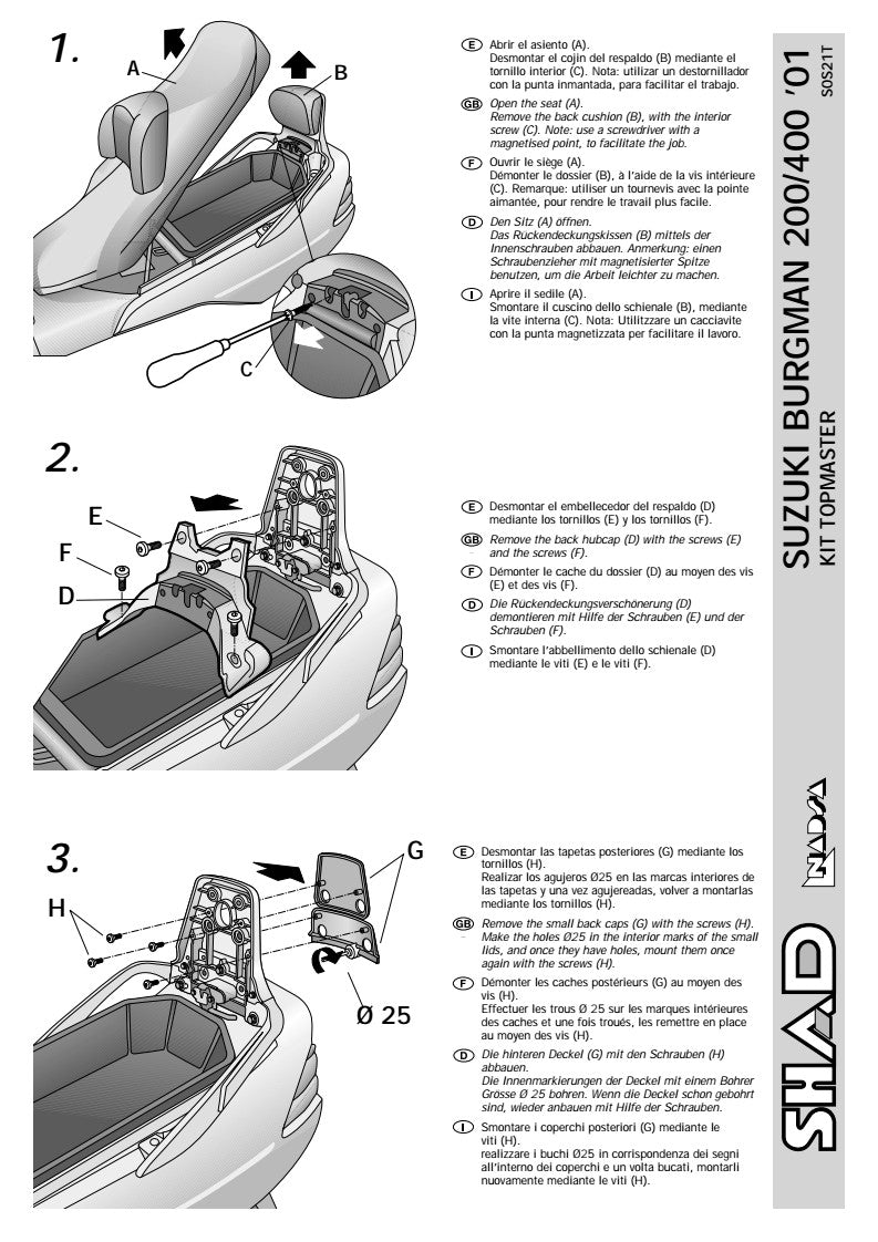 STELAŻ KUFRA TYŁ SHAD DO SUZUKI BURGMAN