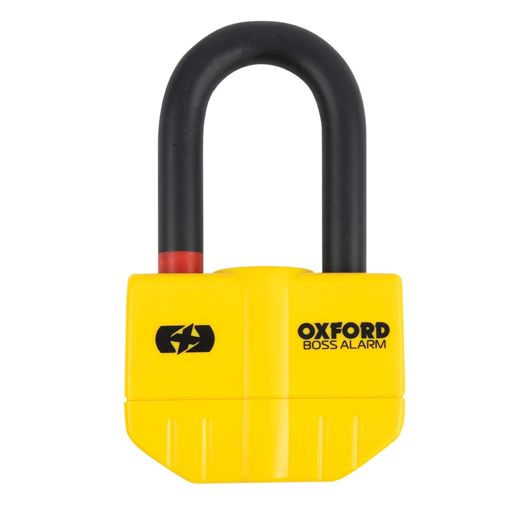 OXFORD BLOKADA TARCZY HAMULCOWEJ Z ALARMEM 110 DB, TRZPIEŃ 14MM, KOLOR ŻÓŁTY