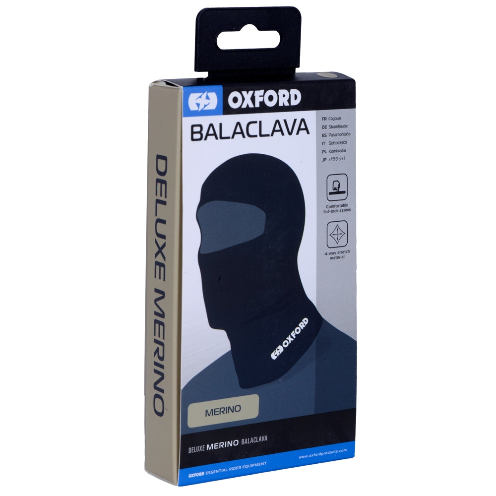 OXFORD KOMINIARKA Z WEŁNY MERINO 100% Z DUŻYM OTWOREM NA OCZY DELUXE BALACLAVA MERINO KOLOR CZARNY ROZMIAR UNIWERSALNY – zdjęcie 2