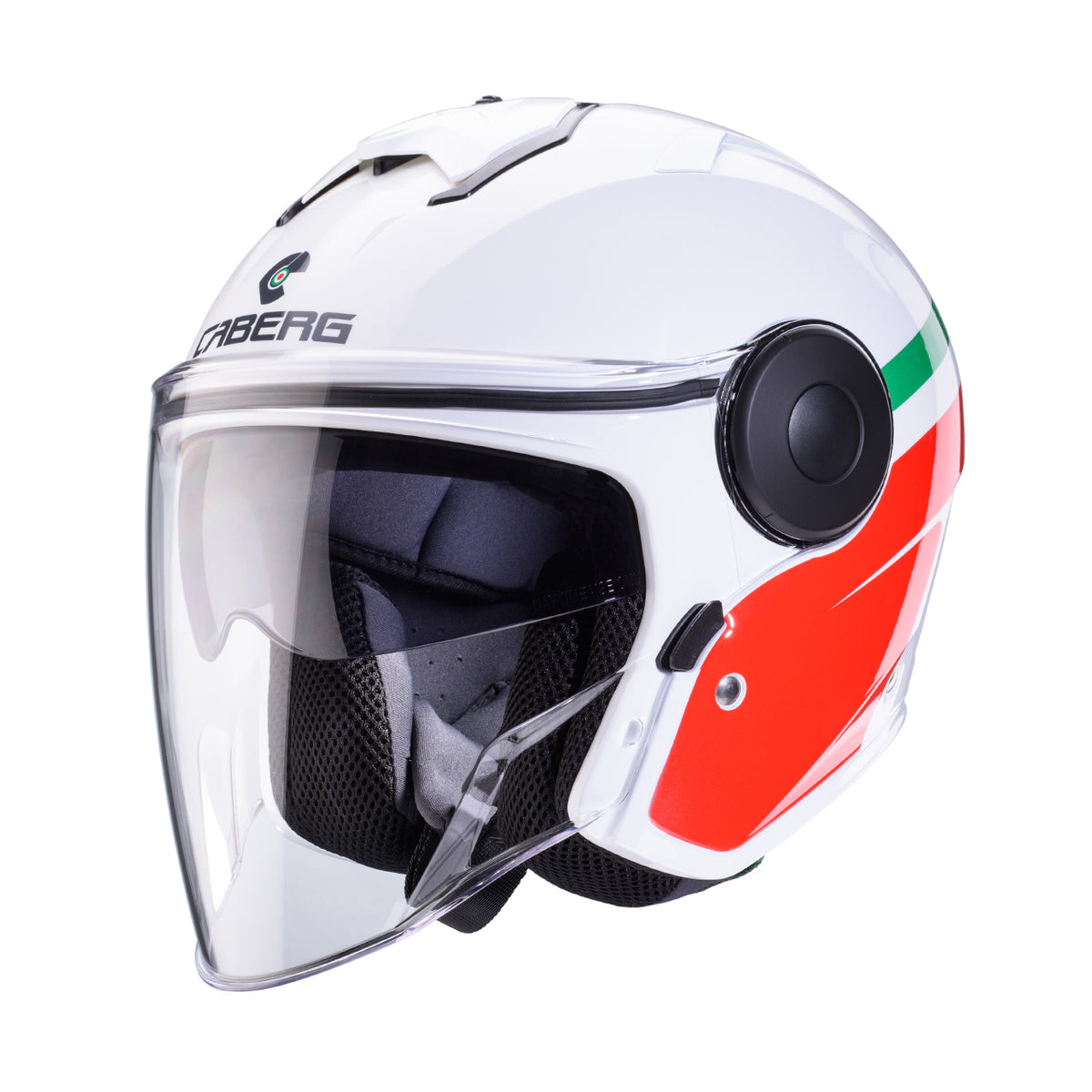CABERG KASK OTWARTY JET Z BLENDĄ MODEL SOHO ZEPHYR KOLOR BIAŁY/ZIELONY/CZERWONY