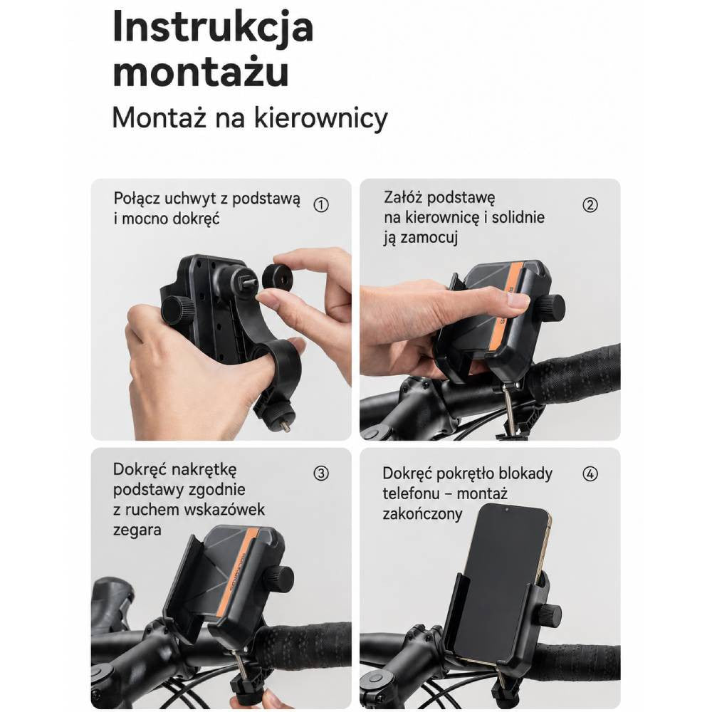 Uchwyt rowerowy na telefon, regulowany, biały (250021003) ROCKBROS