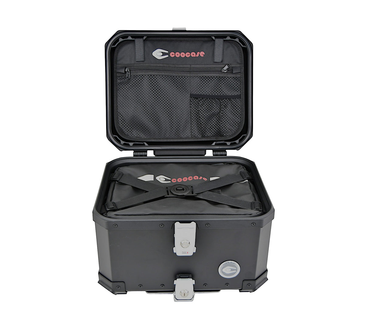 KUFER CENTRALNY ALUMINIOWY COOCASE 45L CZARNY – zdjęcie 4