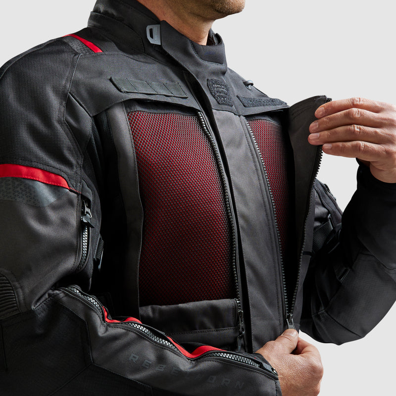 KURTKA MOTOCYKLOWA TEKSTYLNA REBELHORN CUBBY 5 DARK GREY BLACK RED