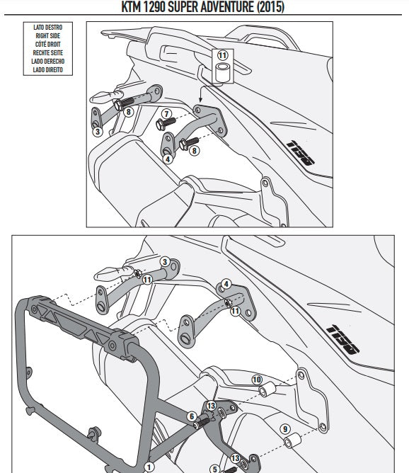 KAPPA STELAŻ KUFRÓW BOCZNYCH MONOKEY CAM SIDE KTM 1190 ADVENTURE / R '13-'16, 1050 ADVENTURE '15-'16 , 1090 ADVENTURE '17-'19 , 1290 SUPER ADVENTURE '15-'16, 1290 SUPER ADVENTURE R/S '17-'20, T (17) - POD KUFRY KFR K'FORCE ORAZ KVG K'VOYAGER ALU – zdjęcie 2