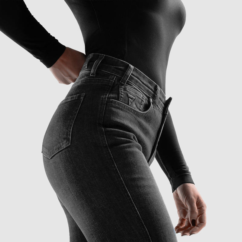 JEANSY MOTOCYKLOWE DAMSKIE REBELHORN CLASSIC WASHED BLACK MONOLAYER 24/28