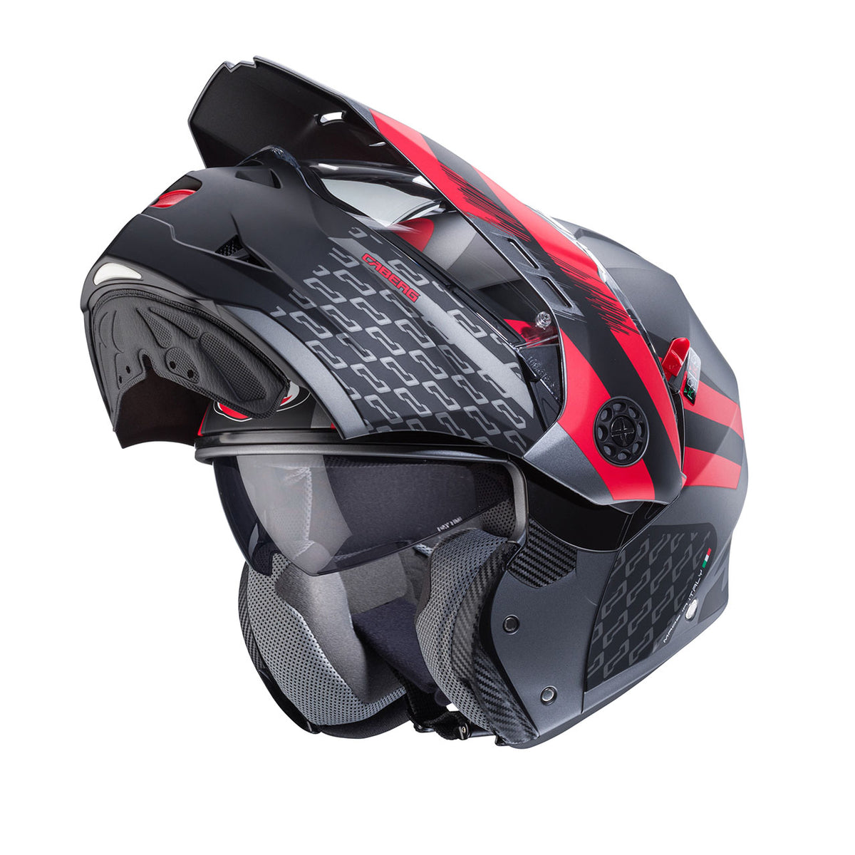 CABERG KASK SZCZĘKOWY FLIP-UP ENDURO MODEL TOURMAX X SARABE KOLOR SZARY MAT/CZARNY/CZERWONY (PINLOCK W ZESTAWIE) – zdjęcie 3