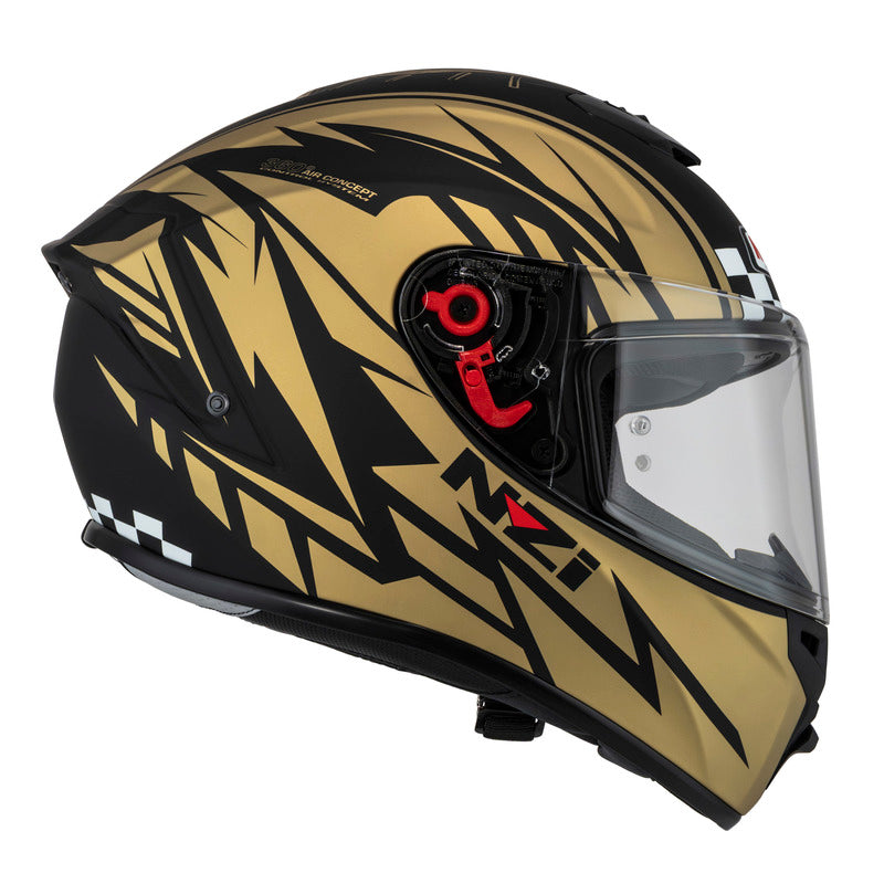 KASK MOTOCYKLOWY NZI TRENDY STREAM FLAG BLACK GOLD MATT XS