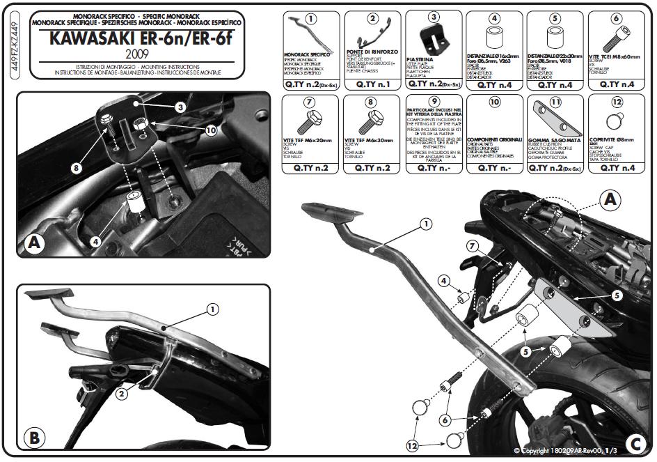 KAPPA STELAŻ KUFRA CENTRALNEGO KAWASAKI ER-6N / ER-6F 650 (09-11) ( BEZ PŁYTY ) – zdjęcie 2