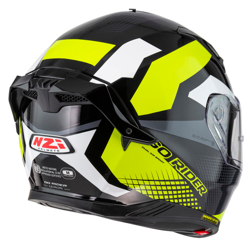 KASK MOTOCYKLOWY NZI GO RIDER STREAM DUO QUADRI BLACK GREY YELLOW XS