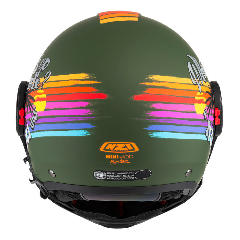 KASK MOTOCYKLOWY NZI MINIMOD DUO RAINBOW GREENBLACK SILVER MATT XS