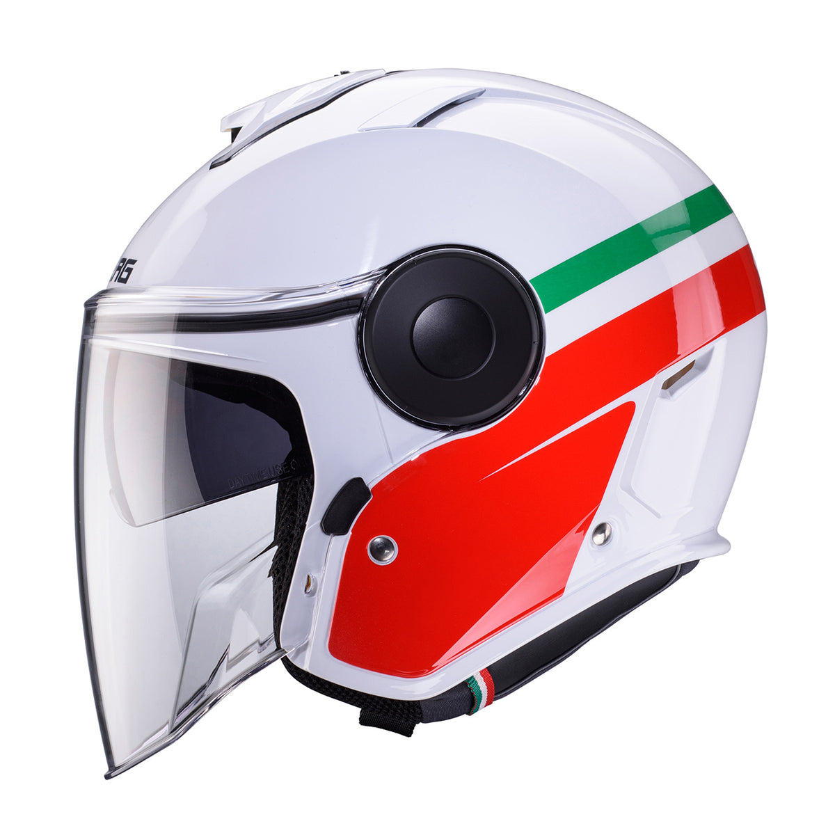 CABERG KASK OTWARTY JET Z BLENDĄ MODEL SOHO ZEPHYR KOLOR BIAŁY/ZIELONY/CZERWONY – zdjęcie 2