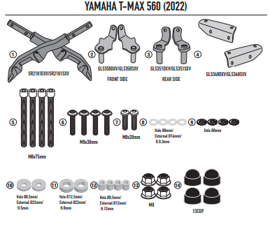 KAPPA STELAŻ KUFRA CENTRALNEGO YAMAHA T-MAX 560 '22-'25, (BEZ PŁYTY)
