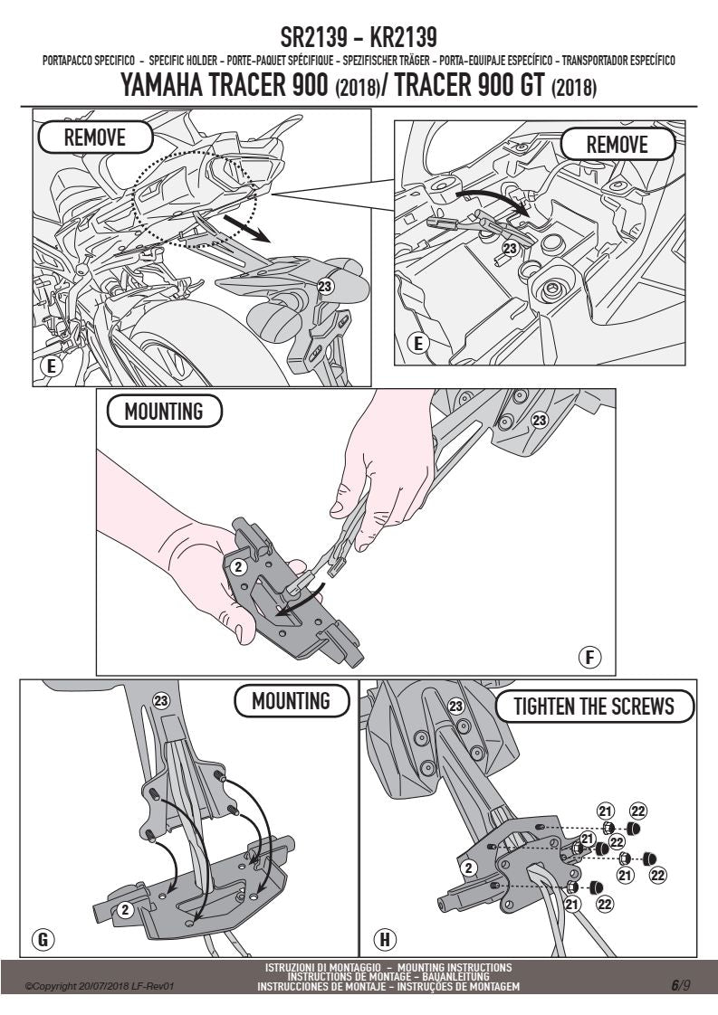 KAPPA STELAŻ KUFRA CENTRALNEGO YAMAHA TRACER 900 '18-'20, TRACER 900 GT '18-'20 (BEZ PŁYTY) – zdjęcie 5