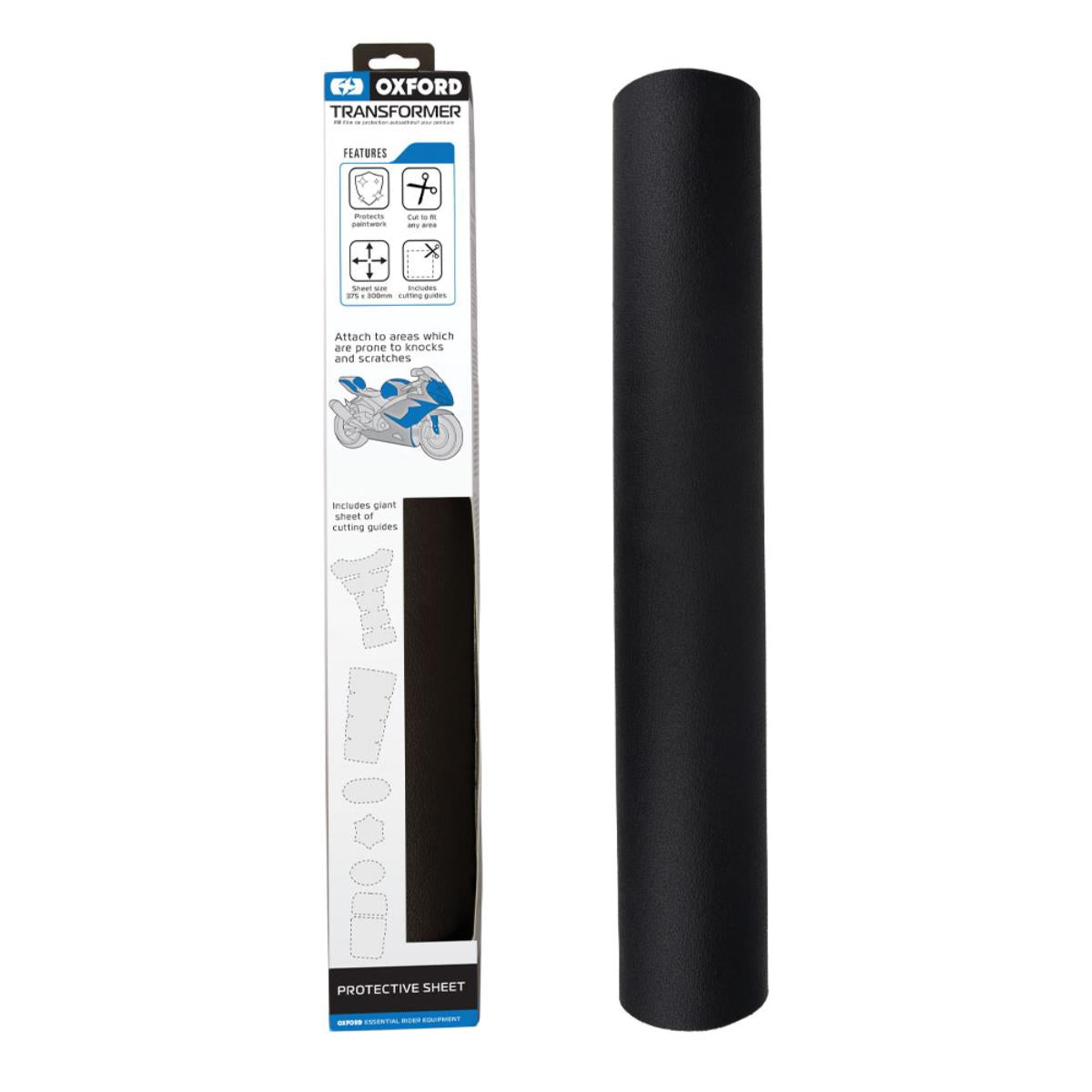 OXFORD NAKLEJKI ZABEZPIECZAJĄCE PLASTIKI W MOTOCYKLU WYMIARY 375MM X 300MM KOLOR CZARNY – zdjęcie 3