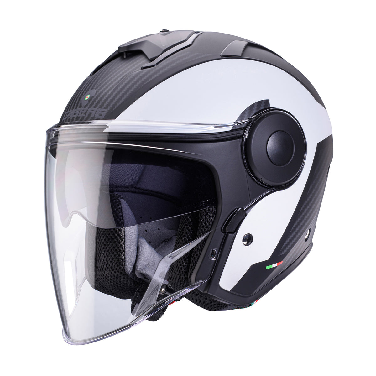 CABERG KASK OTWARTY JET Z BLENDĄ MODEL SOHO MILANO KOLOR BIAŁY/CZARNY MAT