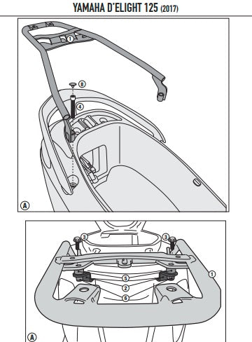 GIVI STELAŻ KUFRA CENTRALNEGO MONOLOCK (BEZ PŁYTY) - YAMAHA D’elight 125 (17 > 24)