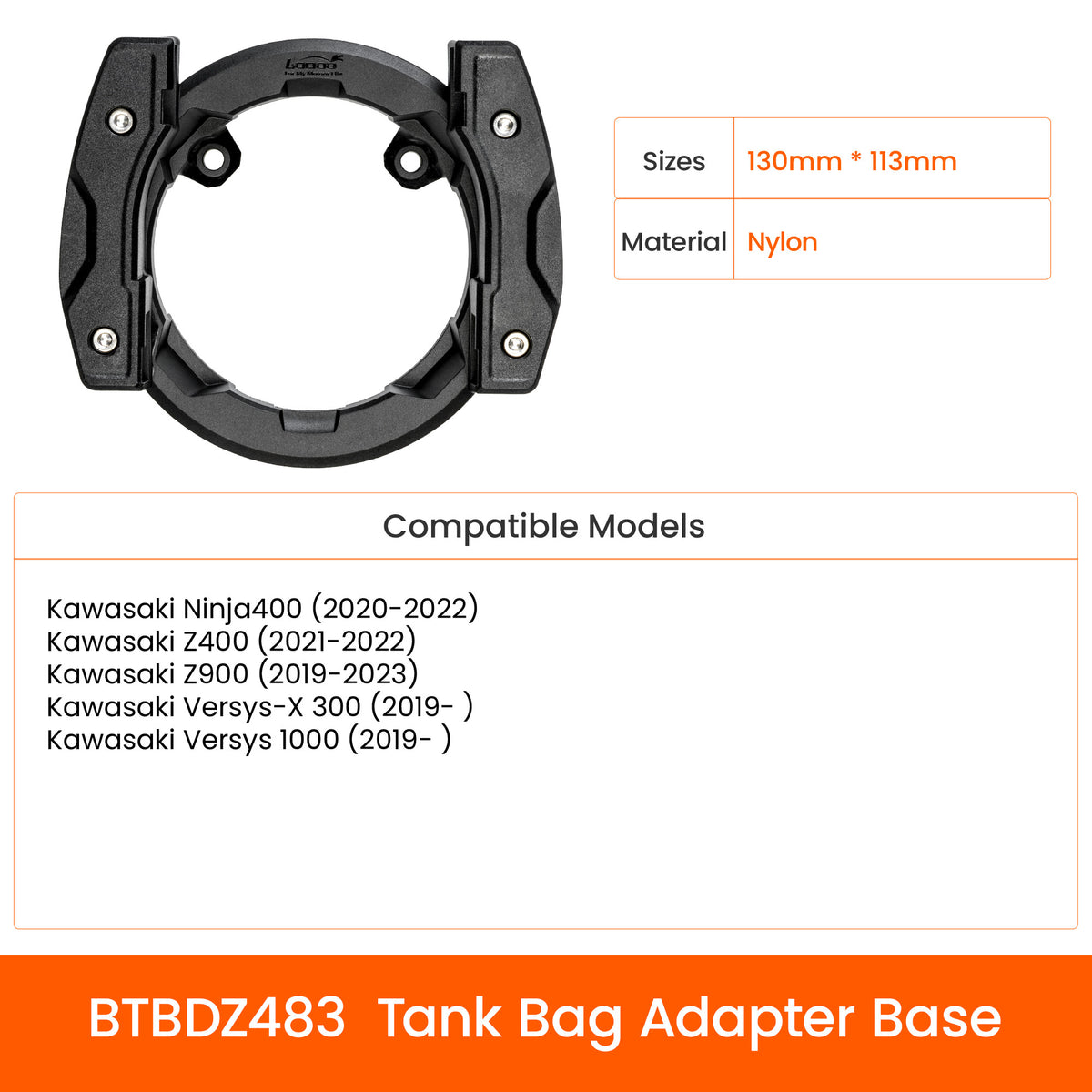 LOBOO Magnetyczny uchwyt, adapter do Tank Bag Easy, do Kawasaki Ninja400, Z400, Z900, Versys-X 300, Versys 1000