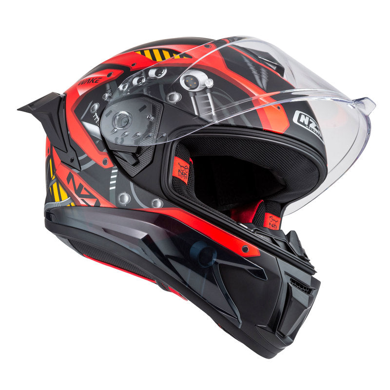 KASK MOTOCYKLOWY NZI WAKE STREAM BOOSTER CYBER BLACK RED MATT XS