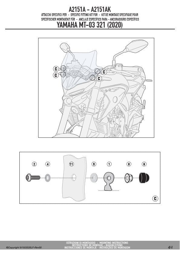 KAPPA MOCOWANIE SZYBY 4128SK YAMAHA MT-03 321 '20-'25