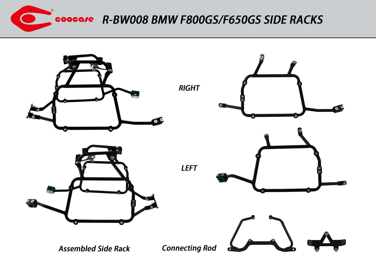 ZESTAW STELAŻY KUFER CENTRALNY + BOCZNE COOCASE BMW F800GS/F850GS 2010-2021 KUFRY BOCZNE SYMETRYCZNE – zdjęcie 4