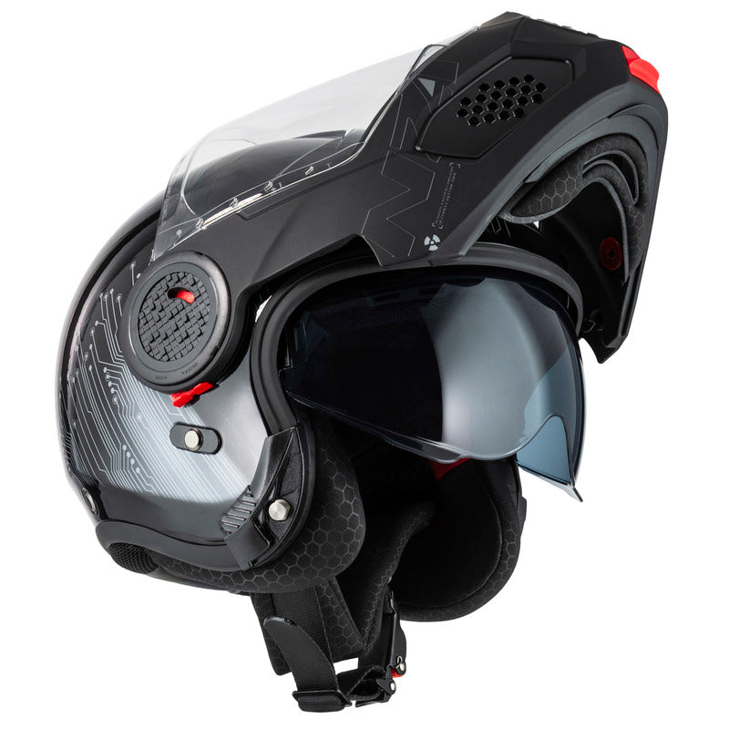 KASK MOTOCYKLOWY NZI MINIMOD DUO META BLACK SILVER XS