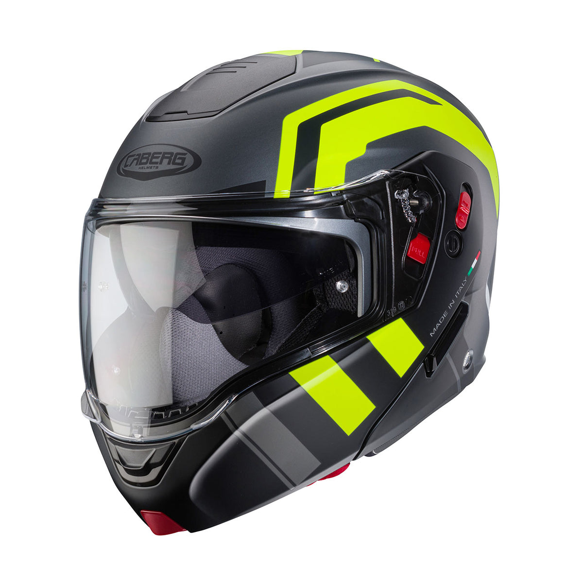 CABERG PROMOCJA KASK SZCZĘKOWY FLIP-UP MODEL HORUS X ROAD KOLOR SZARY MAT/CZARNY/ŻÓŁTY FLUO (PINLOCK W ZESTAWIE)