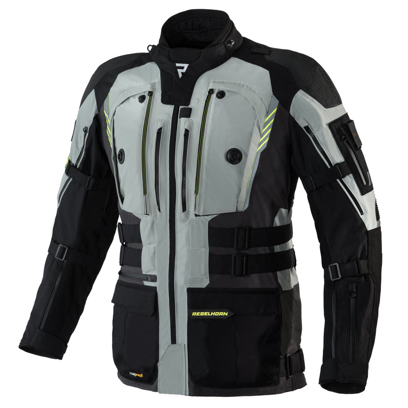 KURTKA MOTOCYKLOWA TEKSTYLNA REBELHORN PATROL GREY BLACK FLUO YELLOW