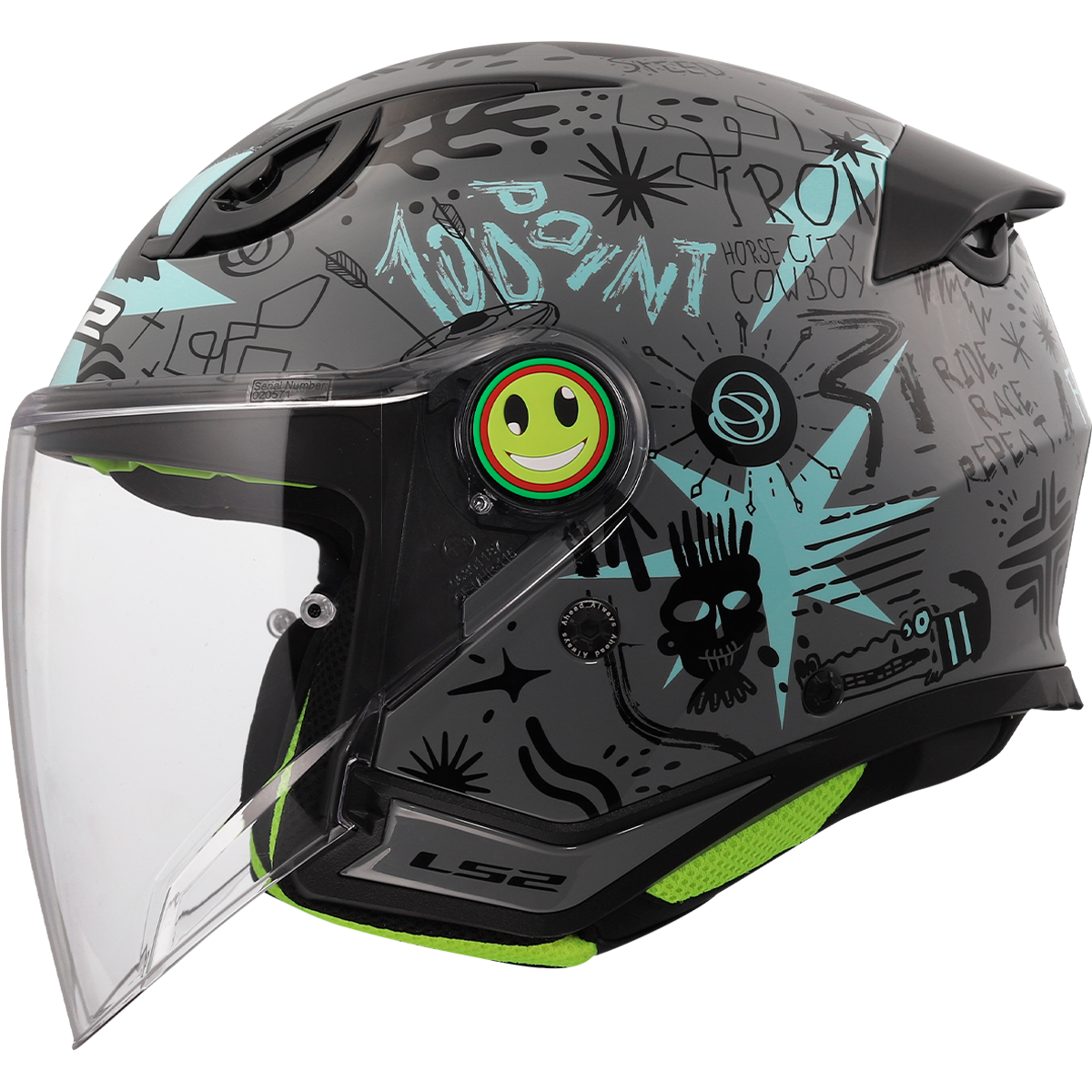 KASK LS2 OF622 FUNNY II SCRIBBLE GREY BLUE