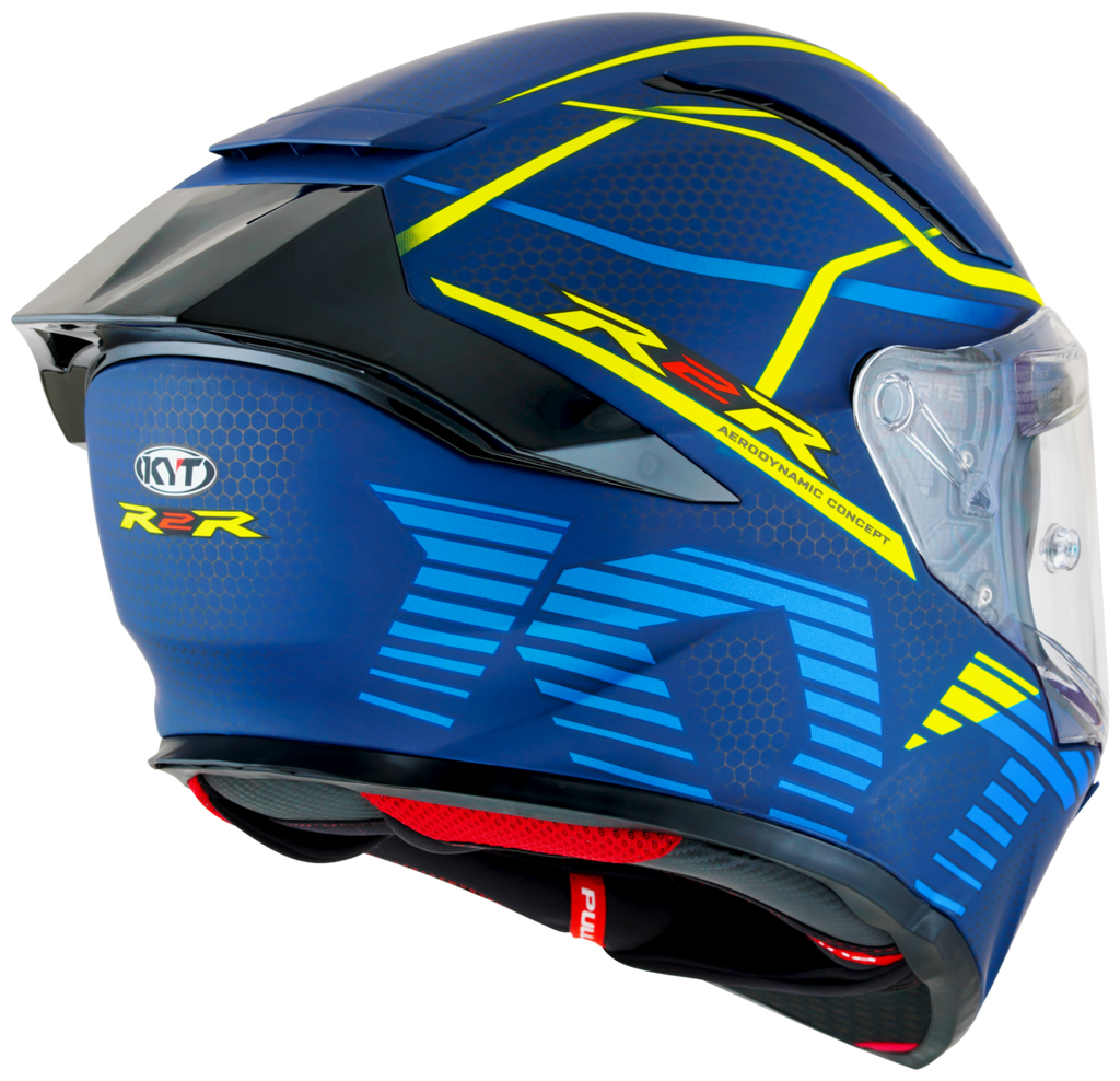Kask Motocyklowy KYT R2R CONCEPT matowy niebieski/żółty ECE/ONU 22-06 – zdjęcie 7