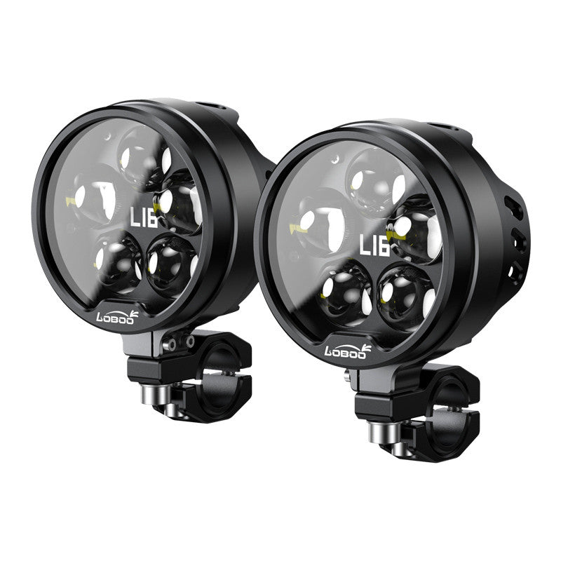 LOBOO L16 lampy LED drogowe i mijania pomocnicze, 19 000 Lumenów, 8-stopniowa skala świecenia, homologacja, czarne, zestaw