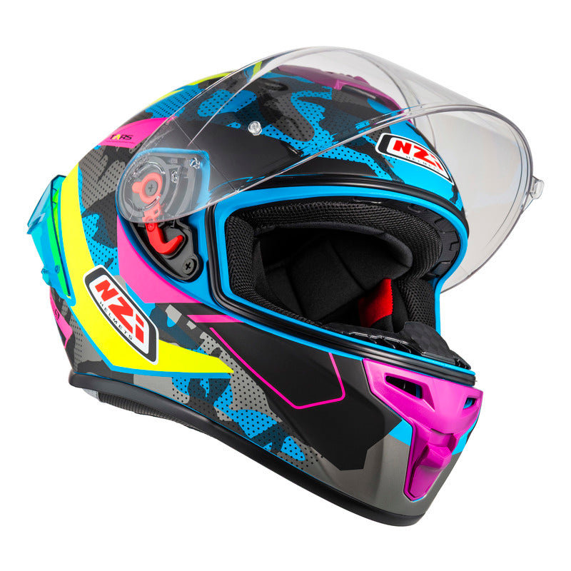 KASK MOTOCYKLOWY NZI TRENDY STREAM CAMU BLUE NEON PINK BLUE S MATT XS