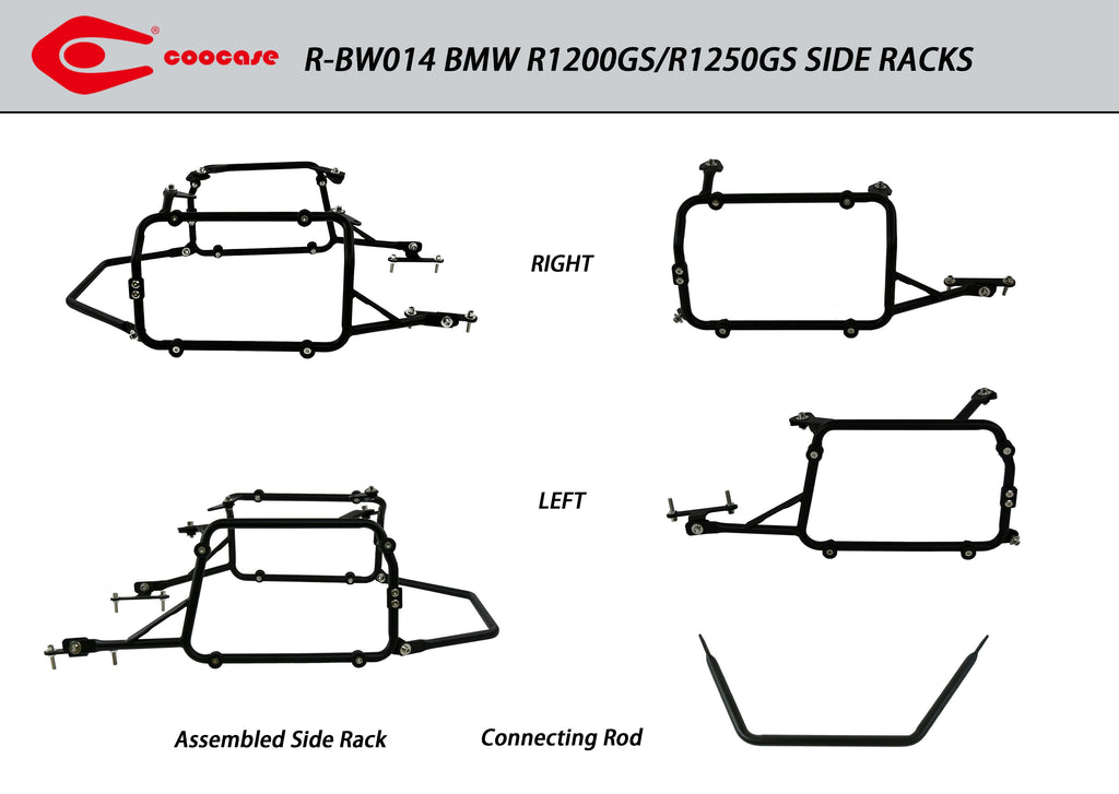ZESTAW STELAŻY KUFER CENTRALNY + BOCZNE COOCASE BMW R1200GS/R1250GS 2010-2023 PRAWY KUFER ASYMETRYCZNY – zdjęcie 7