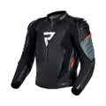 KURTKA MOTOCYKLOWA SKÓRZANA REBELHORN VELOCE BLACK GREY FLUO RED